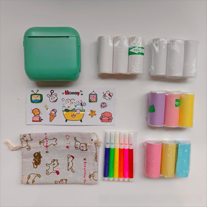 Green X6 Mini Portable Bluetooth Instant Photo & Note Printer for Students
