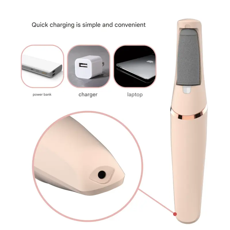 Rechargeable Electric Foot File - Waterproof Callus Remover - White