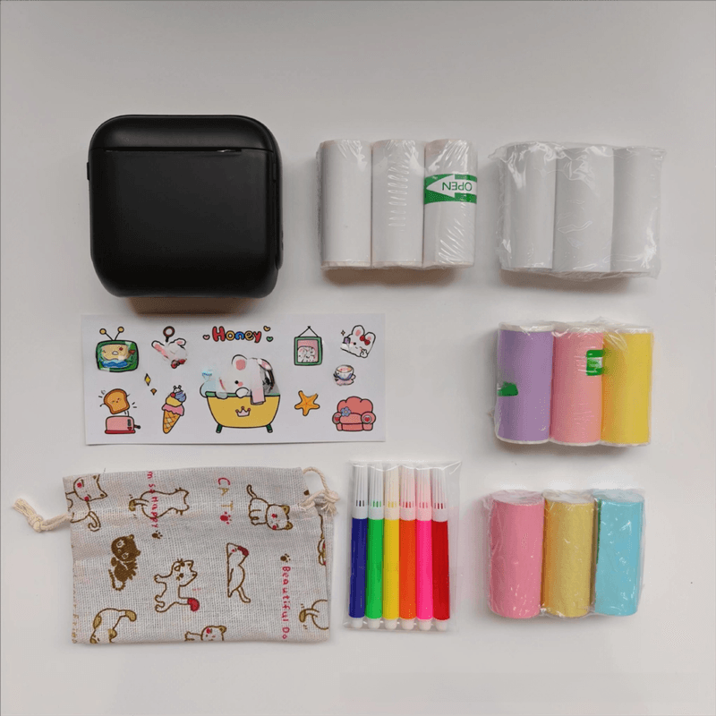 Black X6 Mini Portable Bluetooth Instant Photo & Note Printer for Students