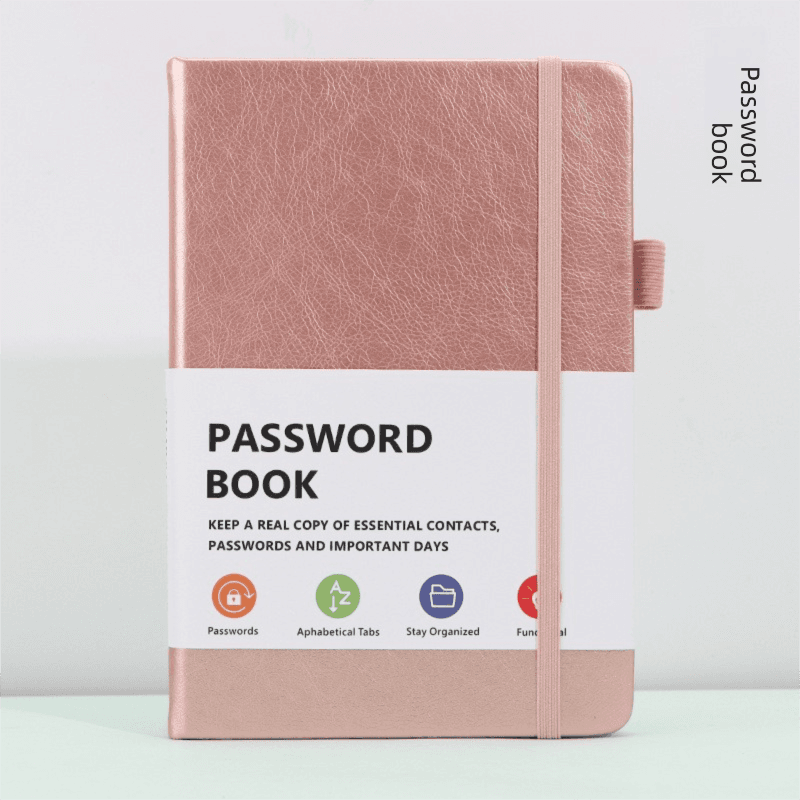 Rose Gold Password Book with Alphabetical Tabs B6 Hardcover Internet Address