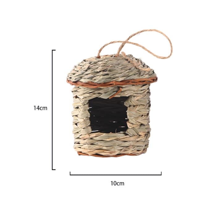 3-Piece Handcrafted Natural Grass Bird Nest - Eco-Friendly - Size 14 × 10 cm
