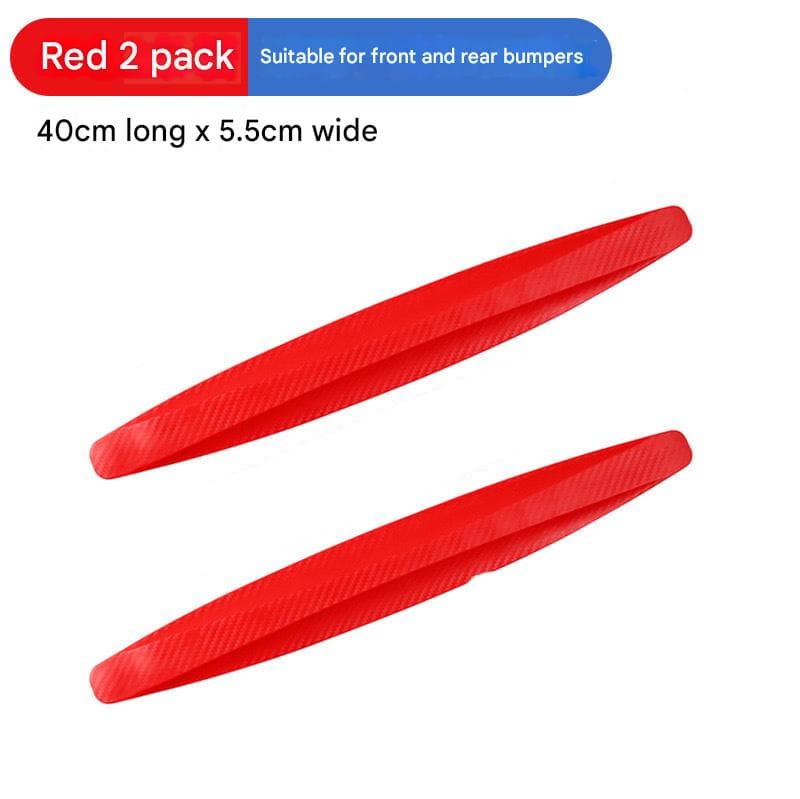 3-PCS Red Universal Car Bumper Protector Strips - Carbon Fiber Look - 2-Pack