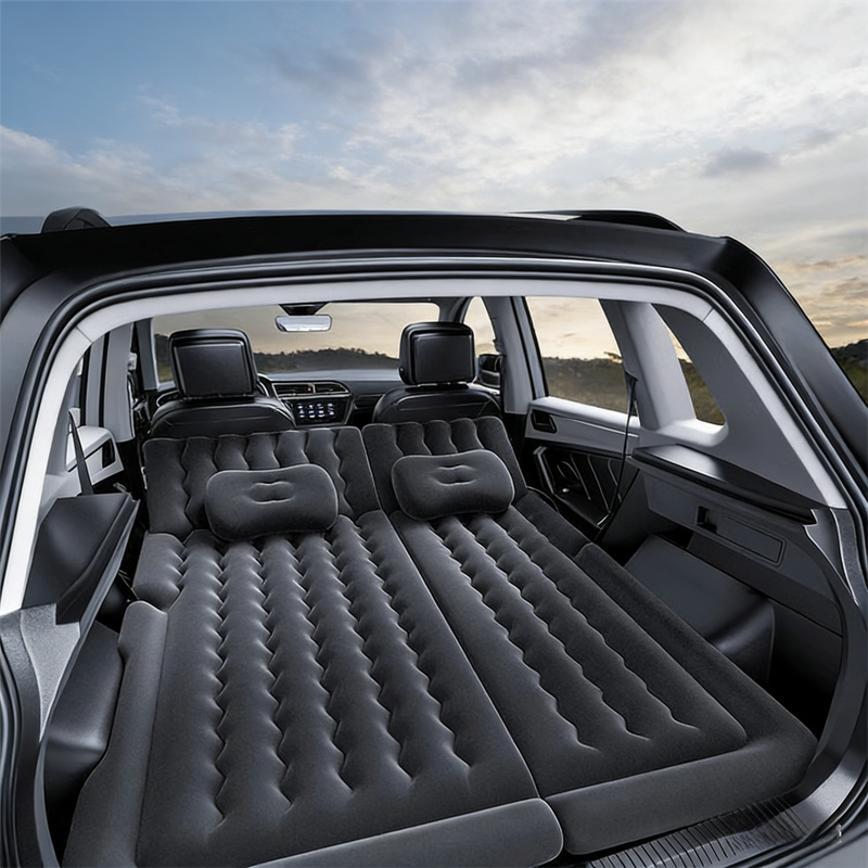 Black Multi-Chamber Car Inflatable Air Mattress with Electric - 174 × 126 cm
