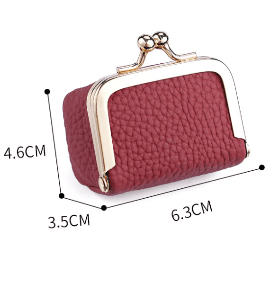 Orange Genuine Leather Mini Kiss-Lock Jewelry Pouch - Portable Travel