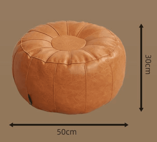 Orange Faux Leather Pumpkin Pouf Cover - DIY Unfilled Round Ottoman