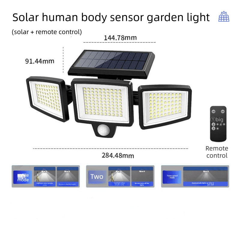 Solar Powered Motion Sensor Outdoor Light with Remote Control - Front Door