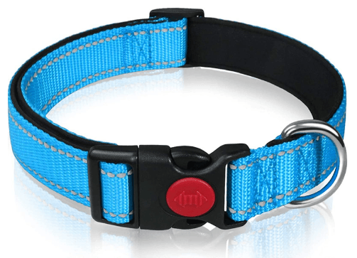 Light Blue 5-Piece Tactical Reflective Dog Collar with Quick-Release Safety