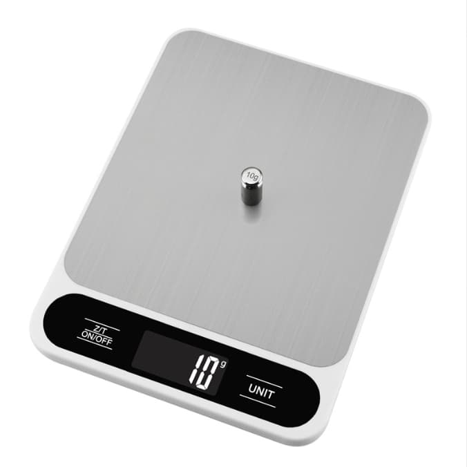 White Slim Digital Kitchen Scale - High Precision Stainless Steel Food - 5kg