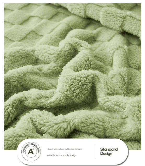 200 × 230 cm Light Green Ultra-Soft Waffle Textured Plush Fleece Blanket