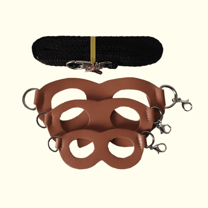 2-Pack dark brown Small Mammal Harness Set - 6-Piece (S/M/L ×2) + 2×1.5m