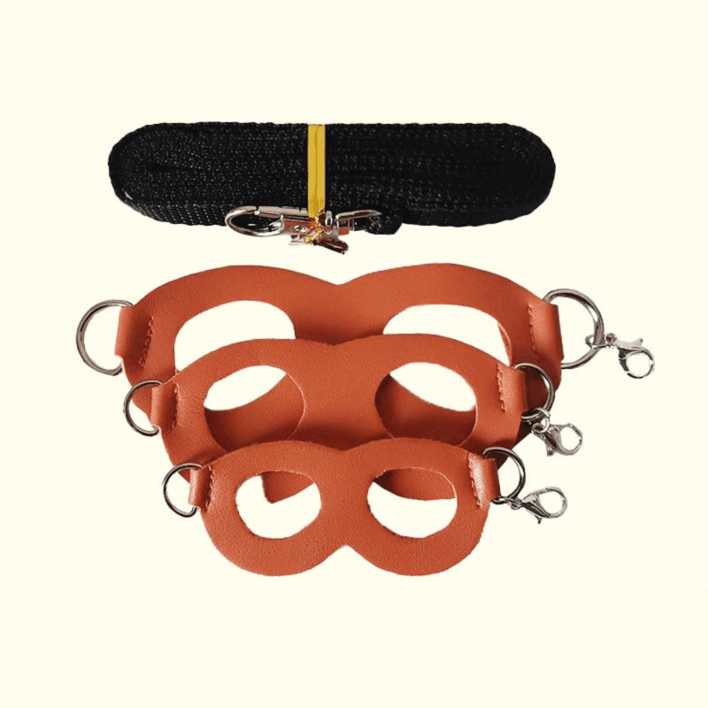 2-Pack Orange Small Mammal Harness Set - 6-Piece (S/M/L ×2) + 2×1.5m Leashes