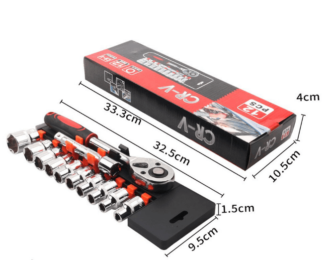 12 Piece 1/2 Inch Drive Ratchet and Metric Socket Wrench - 1 2 Heavy Duty