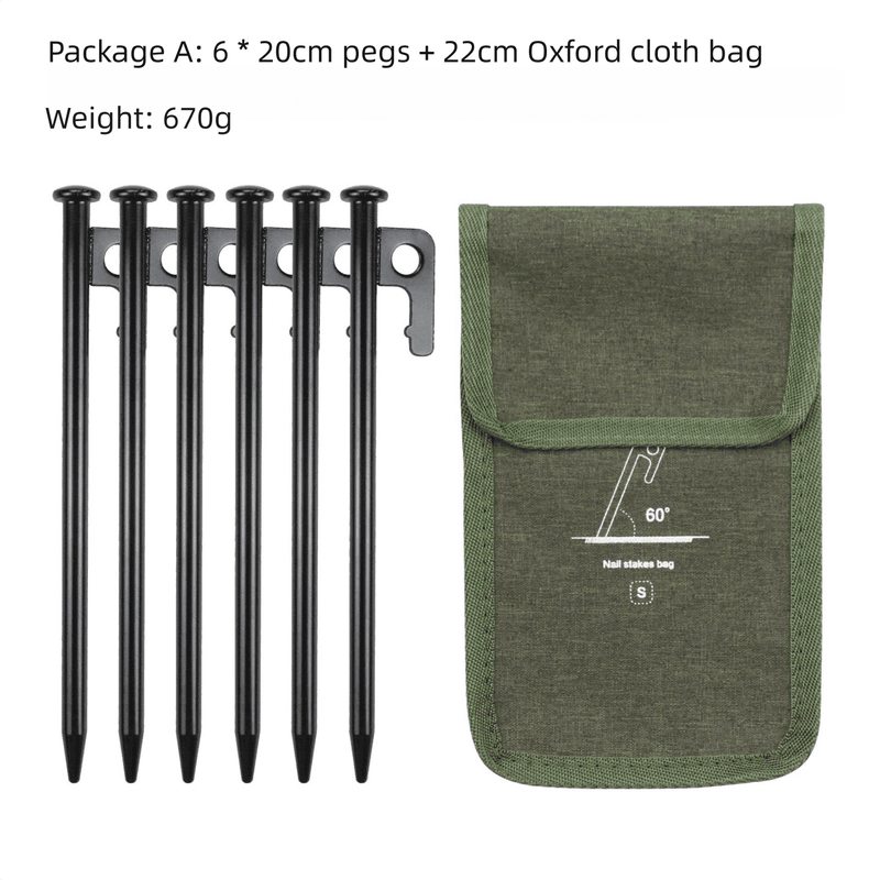 2-Piece Heavy-Duty 20 cm Tent Stakes Kit (6 Pegs /pc) with Carry Bag