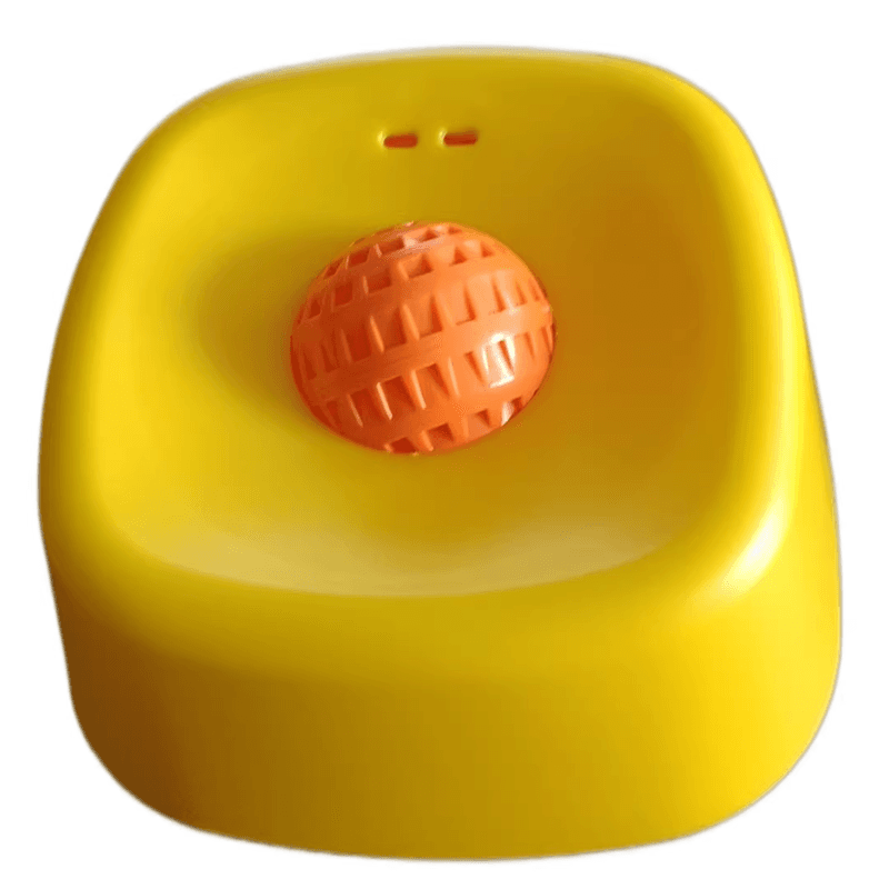Yellow bowl with orange ball Slow Feeding Dog Bowl - Yellow Orange