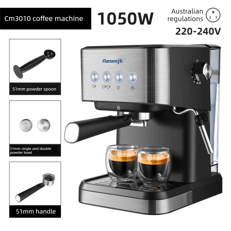 Espresso Coffee Machine with Touch Control Panel & Steam Milk Frother 1050W