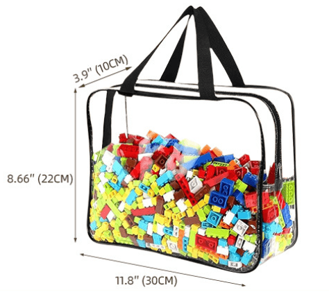 6 Pack Clear PVC Toy Storage Bags Waterproof Zippered Organizer for Puzzles