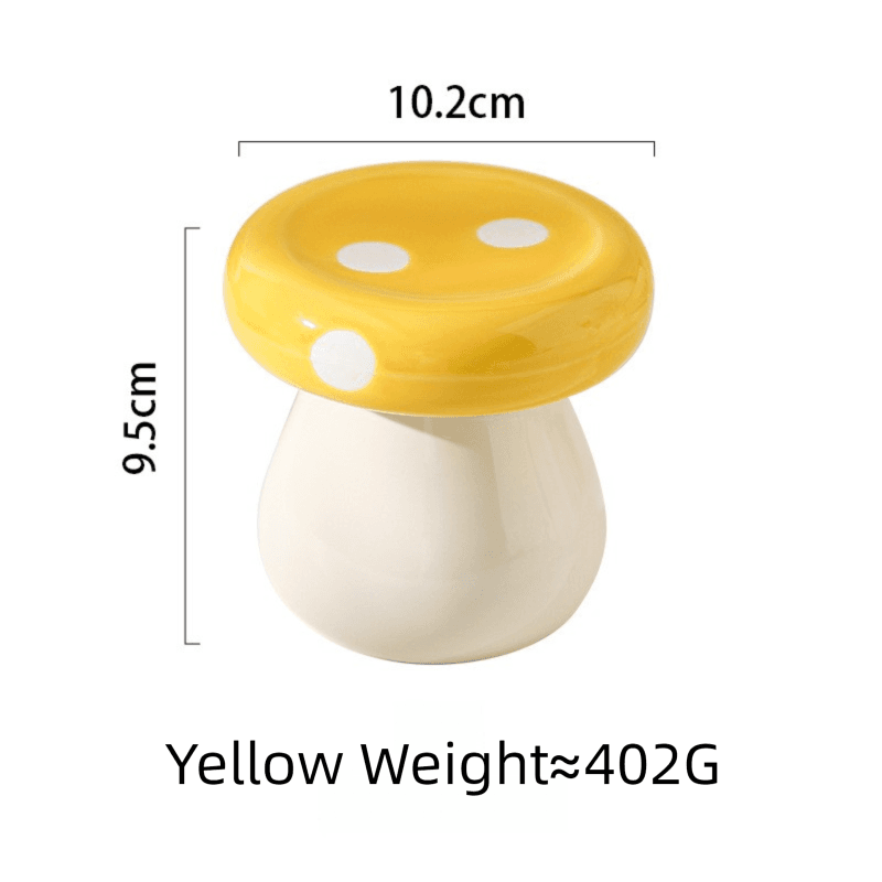 Yellow Mushroom Ceramic Toothpick Holder and Cotton Swab Jar for Home