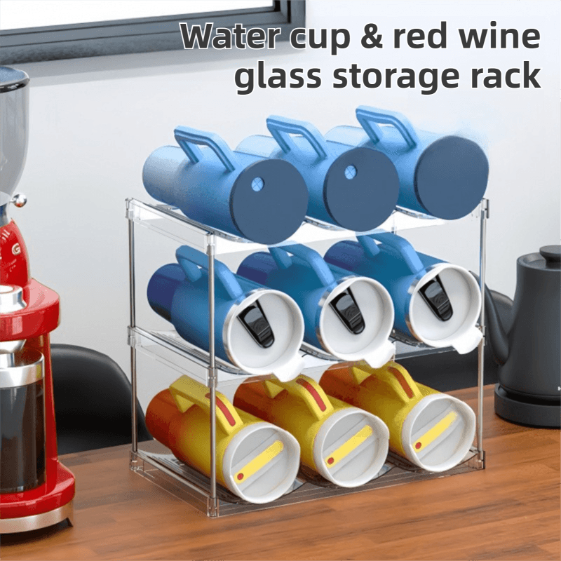 2-Tier Stackable Transparent Cup & Wine Organizer - Detachable Tumbler