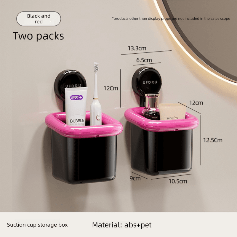 2 Pack Suction Cup Bathroom Organizer Wall Mounted Toothbrush Holder No
