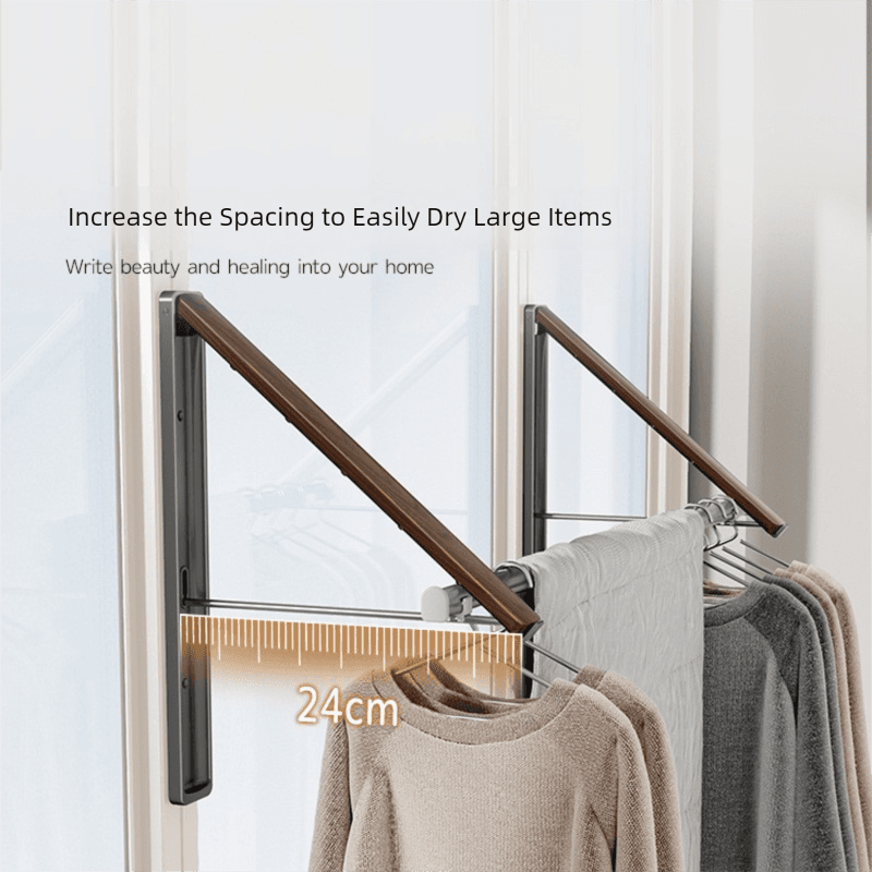 1 Pack Black and Brown Wall Mounted Foldable Clothes Hanger Rack - 1 Black