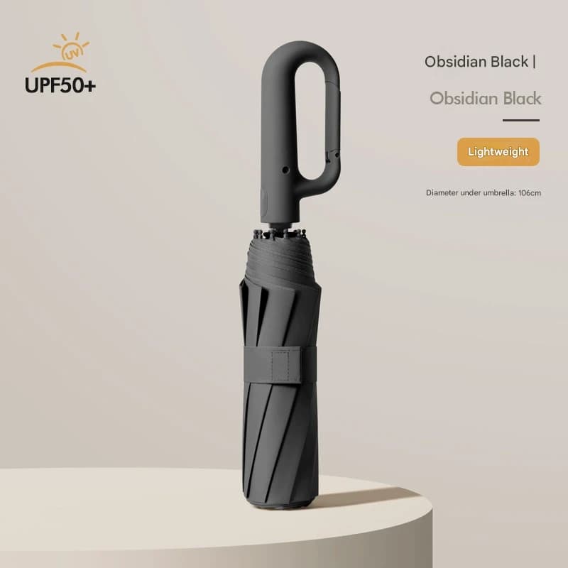 Automatic Open/Close Umbrella with UPF50+ Sun Protection - 10-Rib - Black