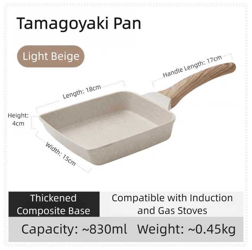 White Rectangular Non-Stick Frying Pan 19×14×4 cm - Open, Induction & Gas