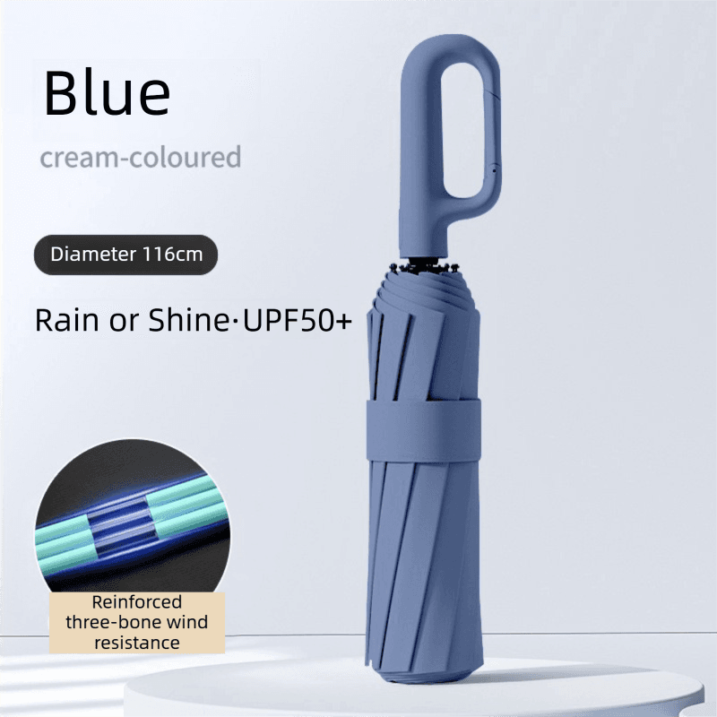 Blue Heavy Duty Fully Automatic Carabiner Umbrella - Size 116 cm