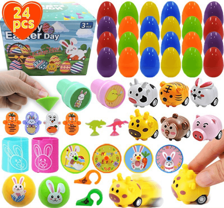 24-Piece Easter Eggs with Toy Fillers - Surprise Plastic Eggs & Mini Toys