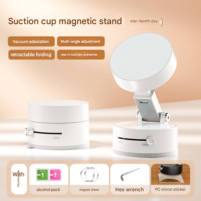 White Multi-Functional Vacuum Suction Cup Stand - Foldable, Extendable