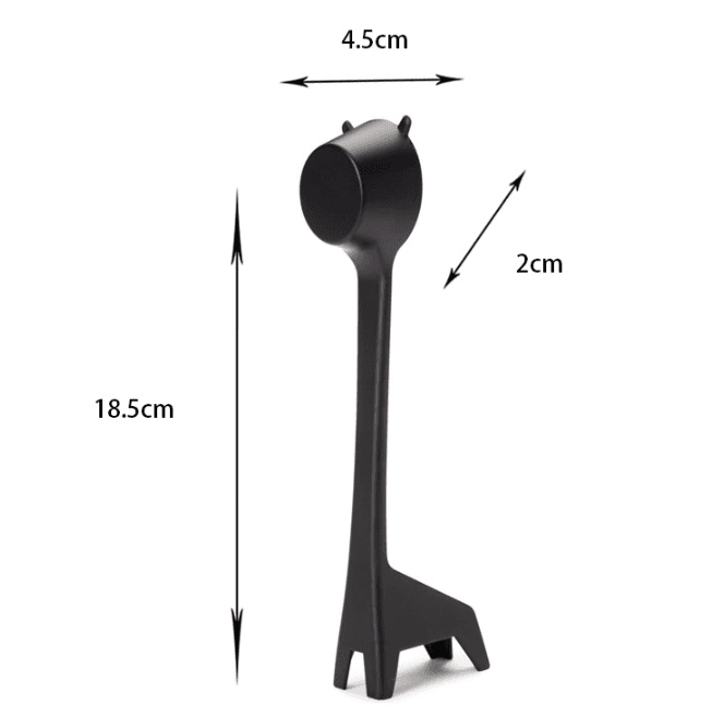 Giraffe-Shaped Coffee Scoop 10-Piece Set in Black ABS Plastic for Precise