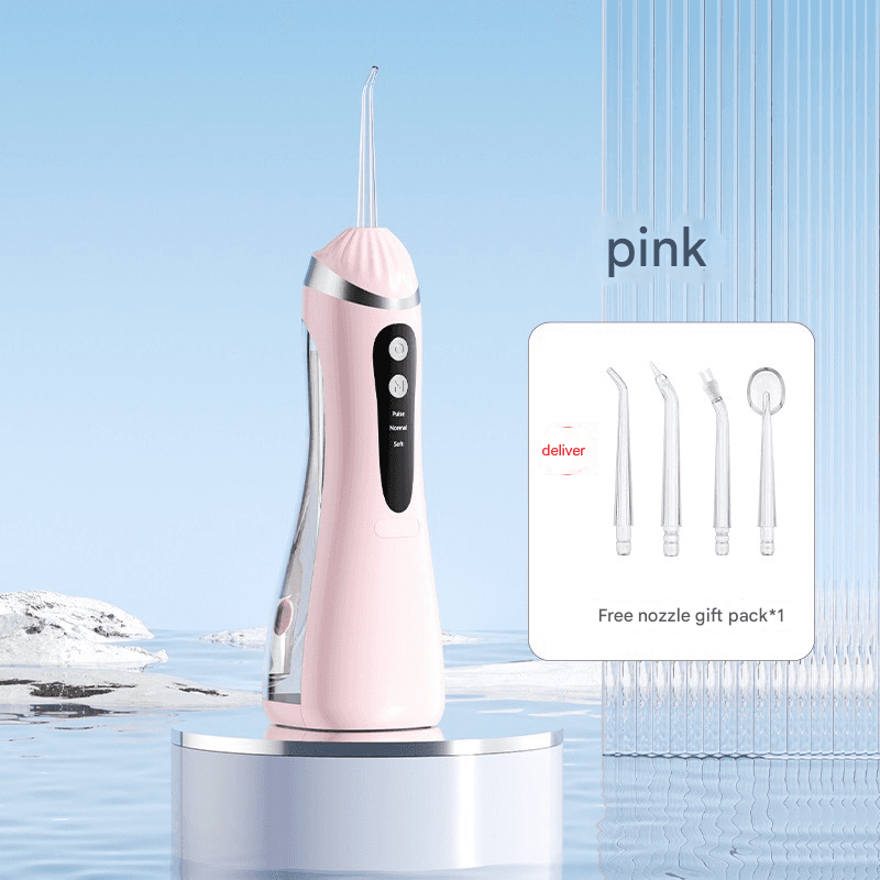 Pink Cordless Water Flosser & Oral Irrigator - Portable Teeth Cleaner with 3
