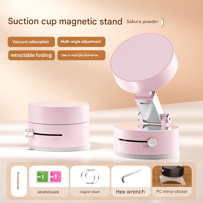 Pink Multi-Functional Vacuum Suction Cup Stand - Foldable, Extendable