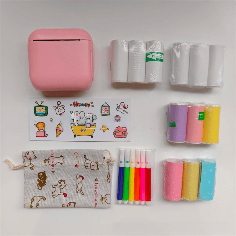 Pink X6 Mini Portable Bluetooth Instant Photo & Note Printer for Students