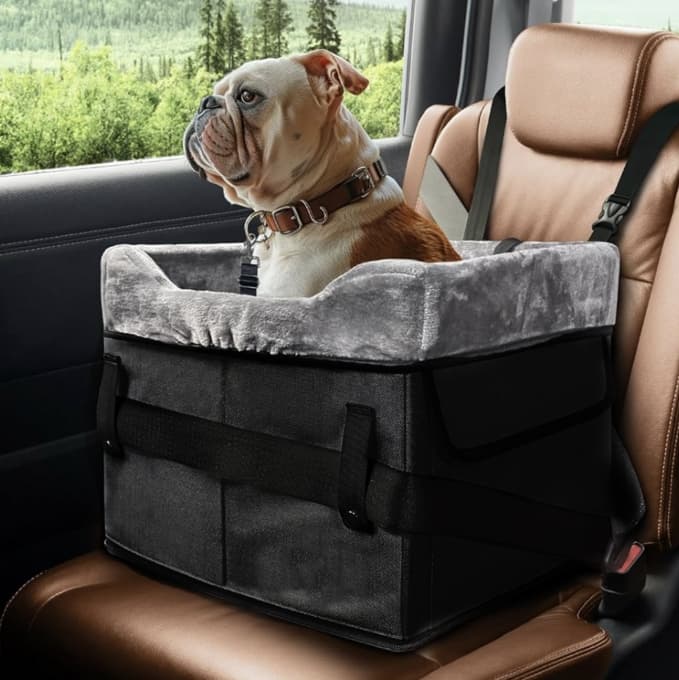 Black Car Pet Pad - Portable Dog Booster Seat for Safe and Travel