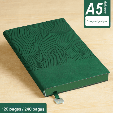 Green 2-Piece Set A5 Business Notebooks - 240 Pages Soft Faux Leather Diary