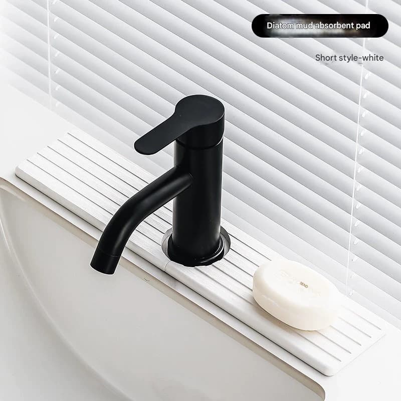 Diatom Mud Faucet Splash Guard & Absorbent Mat - Quick Dry, Non-Slip - White