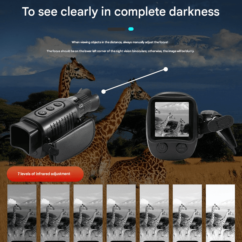 R7 Monocular Night Vision Device with 10x Digital Zoom 2.5K QHD Video