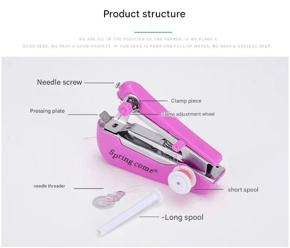 2-Piece White Portable Mini Handheld Sewing Machine - Manual Stitching Tool