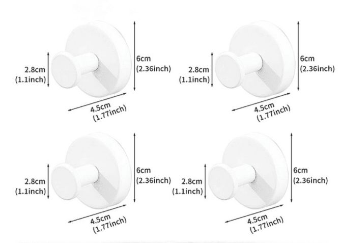 4-Pack Heavy Duty Vacuum Suction Cup Hooks White - Waterproof & Reusable