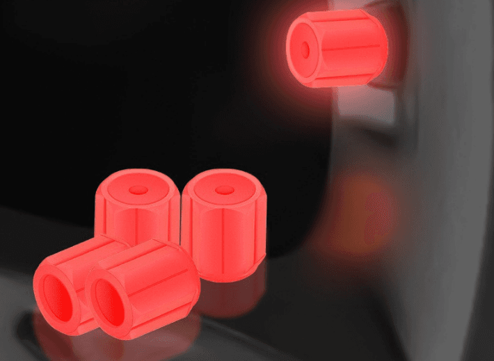 2 Packs of 4 Red Luminous Tyre Valve Caps Glow - Red Valve For Cars