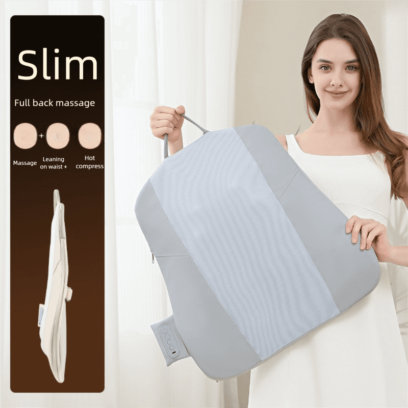 Beige Slim Wireless Shiatsu Back Massager Cushion - Rechargeable Heated
