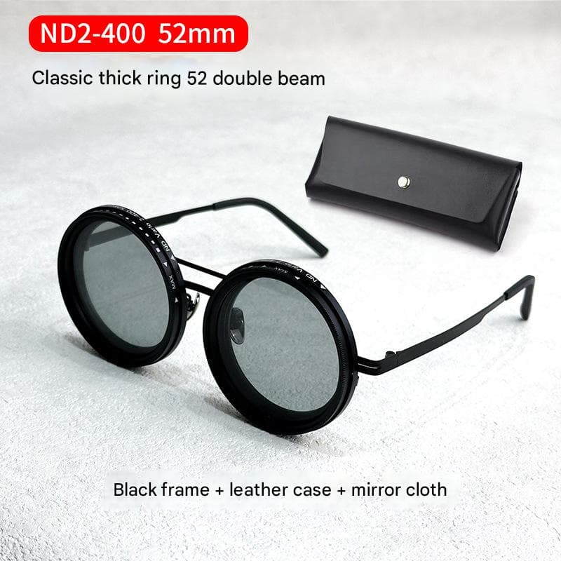 Adjustable ND9 Filter Sunglasses, Steampunk Retro Design - Black