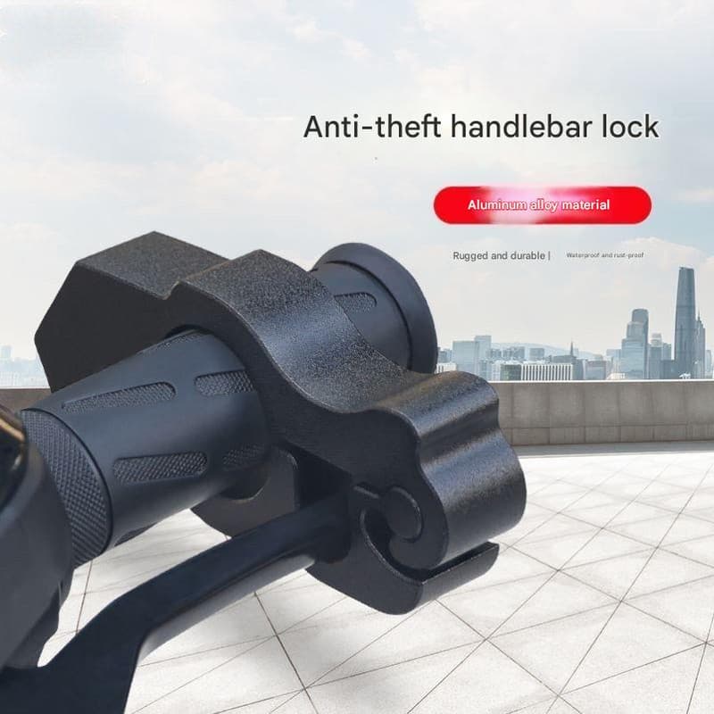 Motorcycle & Scooter Handlebar Grip Lock - Anti-Theft Brake Lever - Black