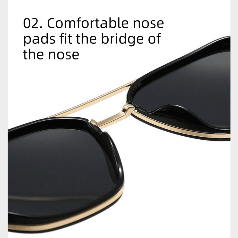 Mosa Tea Rectangular Sunglasses - Classic Frame Design with Adjustable Nose