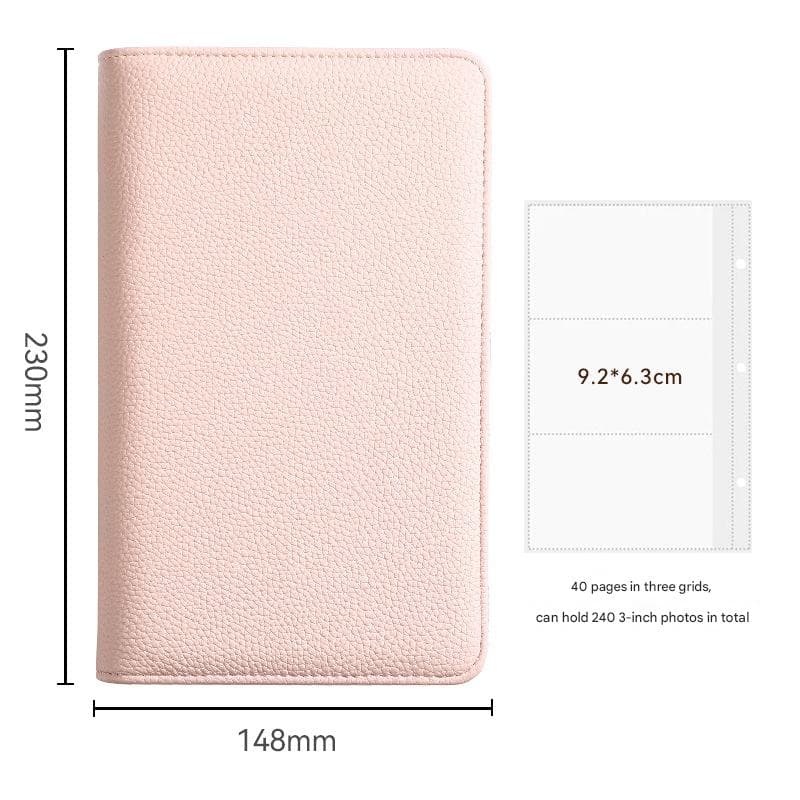 Pink PU Leather Zippered Photo Album - Holds 240 3 Prints"