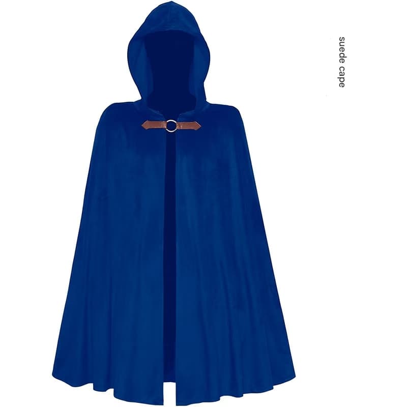 Blue Shadow Wanderer Hooded Cape - Velvet Robe for Jedi, Wizard & Medieval
