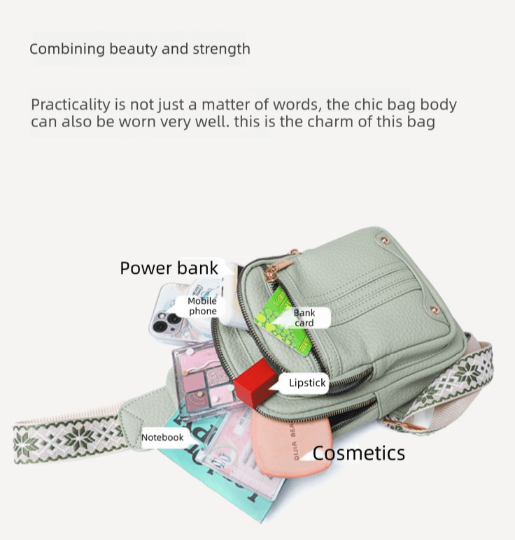 Women's Soft PU Leather Sling Bag Crossbody Chest Purse with Adjustable Boho
