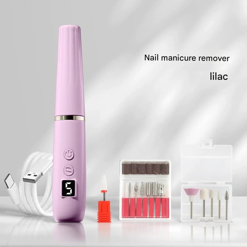 Portable Electric Nail Drill Machine Kit - 18000 RPM, 5-Speed - Purple