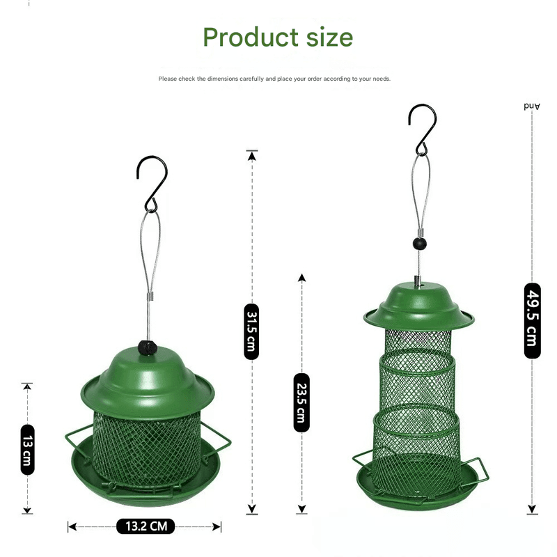 Circular Retractable Metal Hanging Bird Feeder 3-Tier Mesh Design