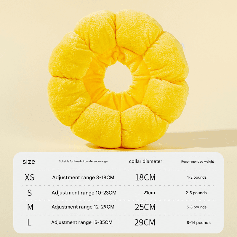 3-Pcs Soft Yellow Sunflower Elizabethan Collar Adjustable Pet Cone - XS